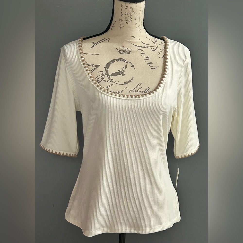 Angels Cream Top with Brown Accents